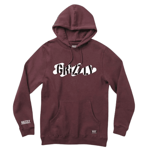 Grizzly Stay Ripping Hoodie (Burgundy/White) XLG